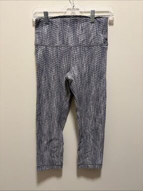 Lululemon Leggings Womens 8 Wunder Under Gray Patterned High Rise Crop Pull On